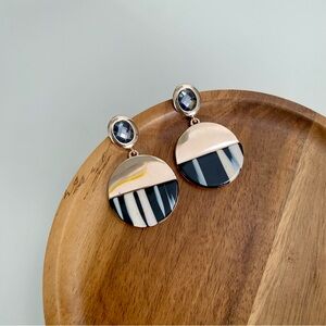 3/$20 Grey Crystal Stone Rose Gold Black White Disk Drop Earrings